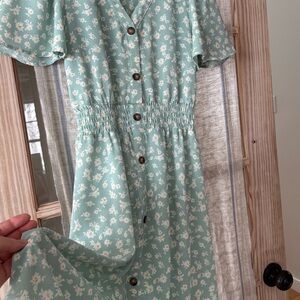Light Sage Green Floral Spring Dress